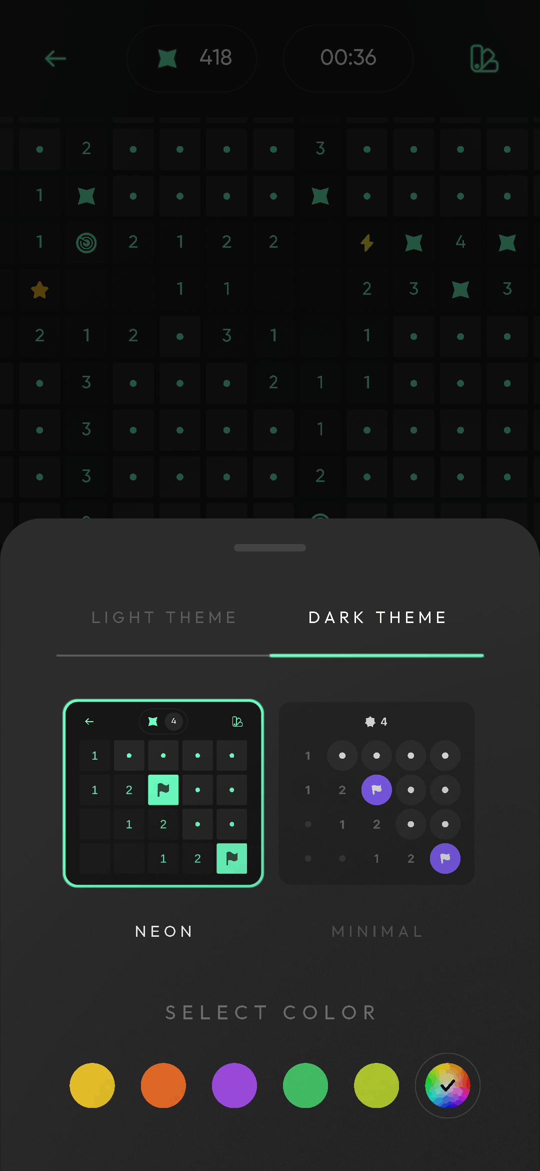 Minesweeper Ultimate themes and color customization screenshot